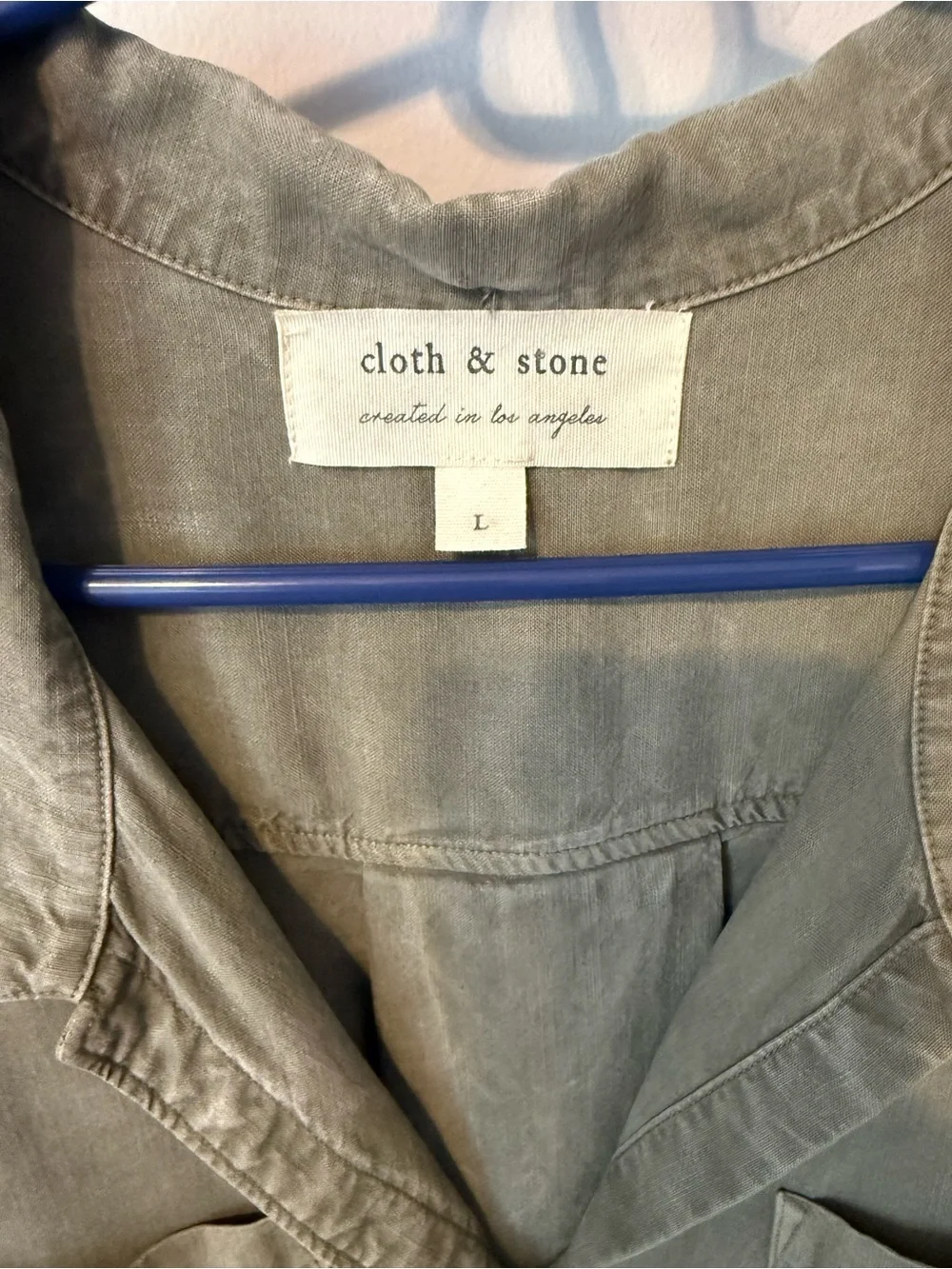 cloth & stone Olive Green Short Sleeve Button-Down Shirt